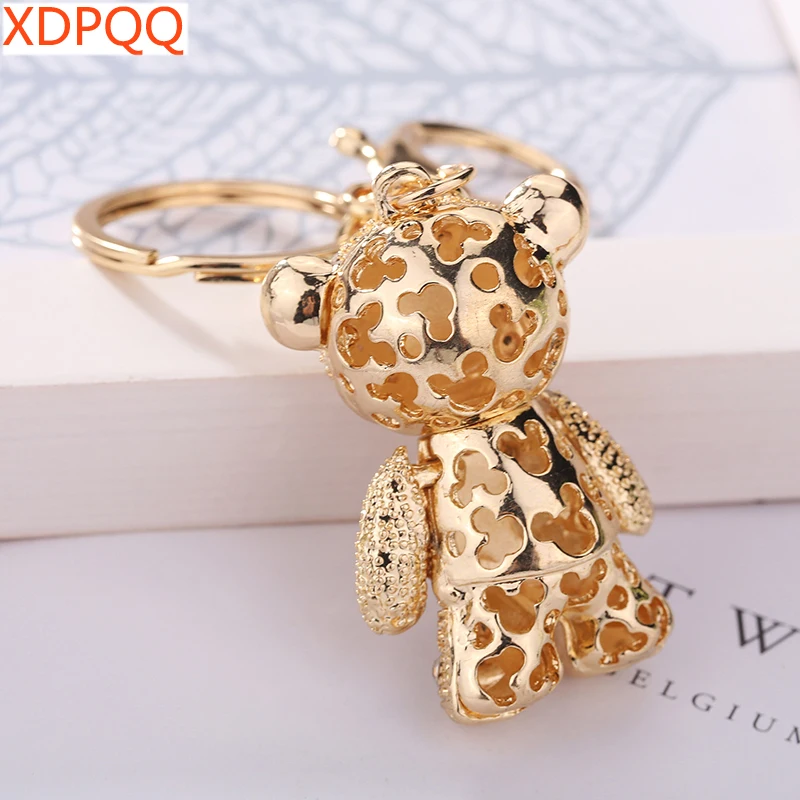 Personalized women\'s Bag Accessories Stereometal  Rhinestone cartoon Bear keychain Holiday gift car pend