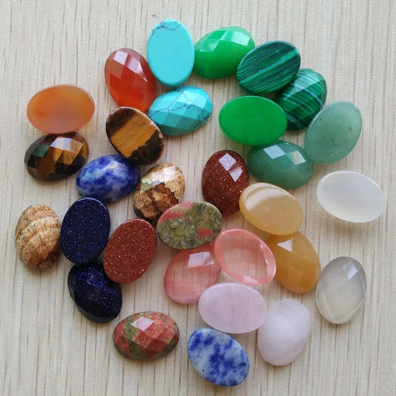 Wholesale 30pcs/lot 2017 new natural stone mixed Oval CABOCHON cut faceted beads for jewelry accessories making 13x18mm free