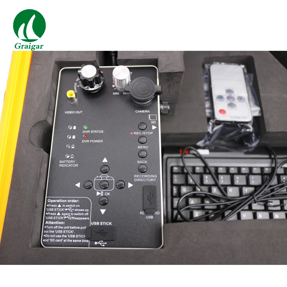 

710DNLK High Accuracy Deep Well Inspection Camera Pipeline Inspection Monitor With 512 Transmitter And Keyboard, DVR