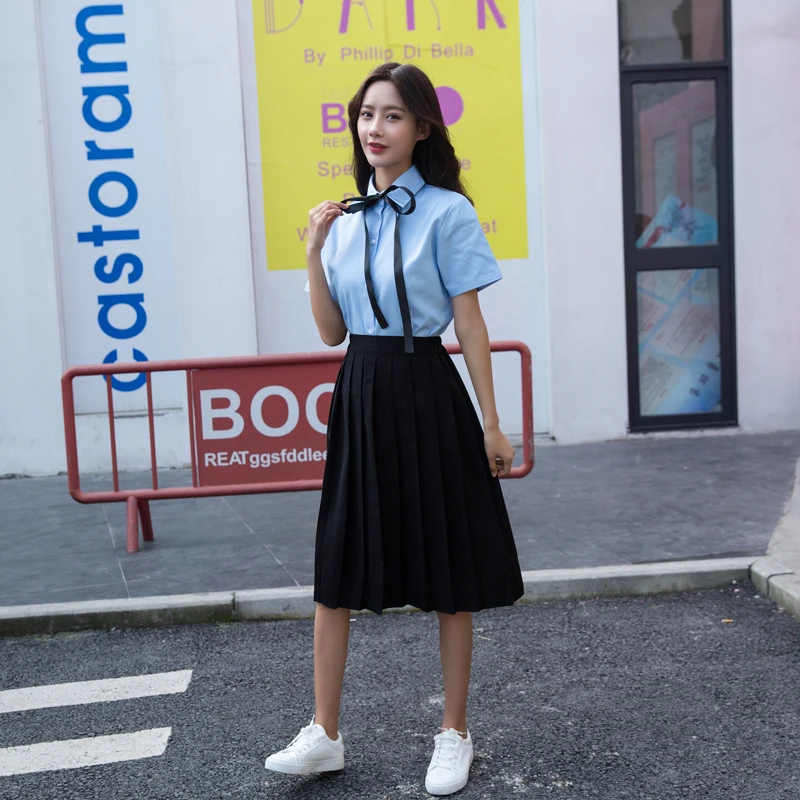 Class School Uniform Collage Style Summer Girl's Graduation Skirt Shirt Set High School Students British Boy Uniforms Suit H2439
