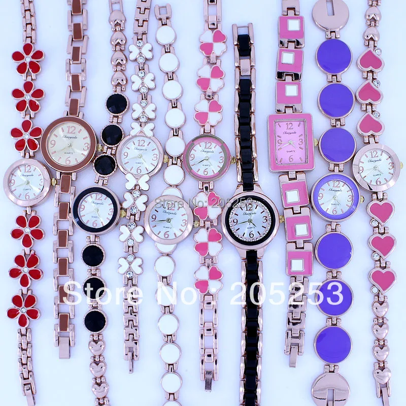 10PCS Wholesale Lot of Colorful Rose Gold Lady Women Watches Quartz Movement Wristwatch Dress Watch Gift JB5T bracelet watches