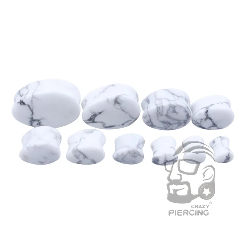 

Organic Natural Teardrop White Howlite Stone Ear Gauge Plug Tunnels Expanders Piercing Body Jewelry 5mm-25mm
