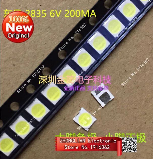 200PCS/Lot  LED LCD TV backlight lamp 2835 1W 6V TV special maintenance cold white backlight