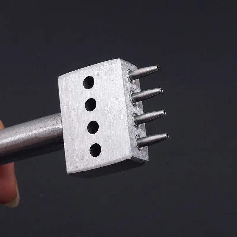 Leather Craf 1.0mm Round Hole Punch Row Prong Stitching Cutter Tools Make Hand Sewing Hole 2/4/6 Holes 4/5/6mm Spacing