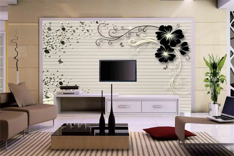 

Simple living room sofa TV background wall paper non - woven wallpaper 3d stereoscopic custom fresco fringe film and television