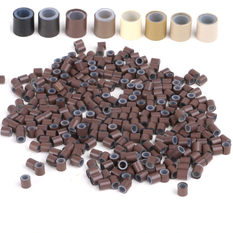(1000 sztuk/butelka) 1 butelka 4,0x2,6x4,0mm Miedziane silikonowe pierścienie/rurki do przedłużania włosów I-tip i Micro Ring