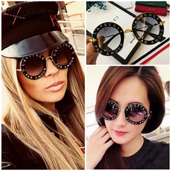 2020  Fashion Bees Retro Round Letters Transparent Frame Tint Lens Sunglasses Trending Ladies Summer Sun Glasses