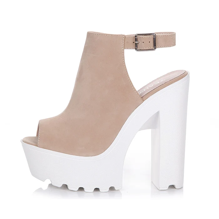 Brand New Fashion Stable White Thick heel platform  open toe sexy high heels cool Sandals boots 4 color comfortable party shoes