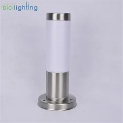 Modern Outdoor Waterproof Stainless Steel Pillar Lights, Villa Door Fence Post Lawn Lights,Courtyard Pillar Lantern Lamp Fixture