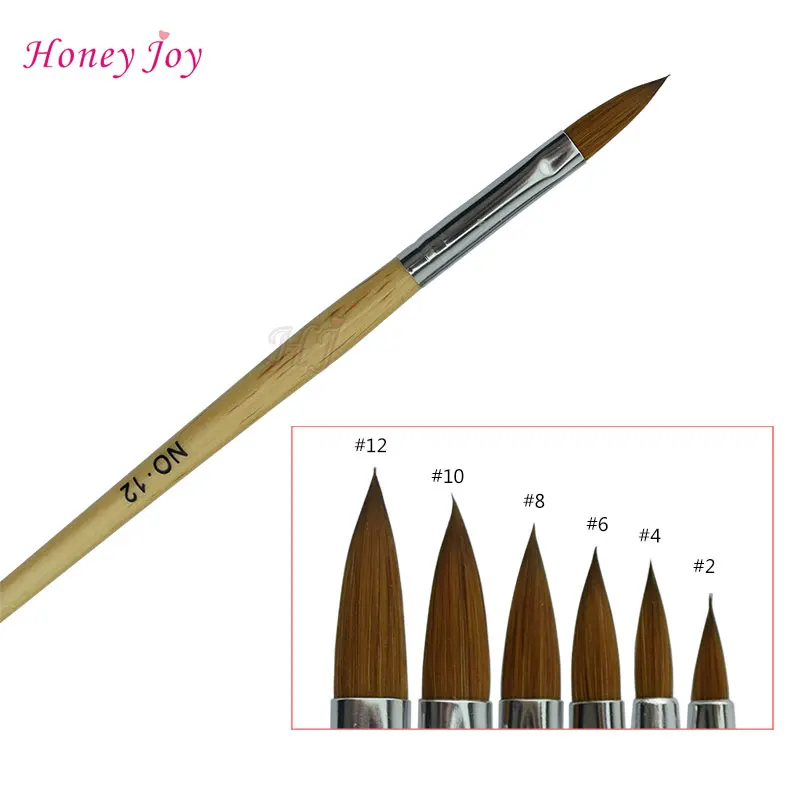 1pc Kolinsky Sable acrilico Nail Art Brush No. 2/4/6/8/10/12 UV Gel Carving Pen Brush Liquid Powder DIY Beauty Nail Drawing