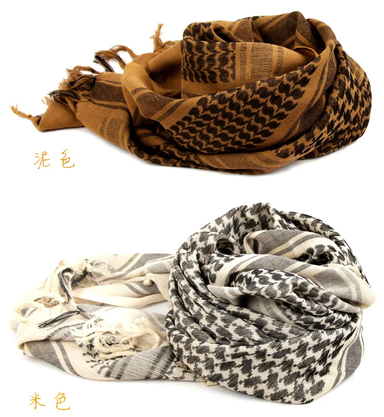 100%Cotton Thicker Arab Scarves Men Winter Keffiyeh Windproof Scarf Muslim Hijab Shemagh Tactical Desert Square Wargame