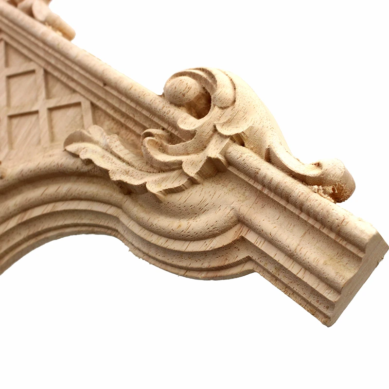 RUNBAZEF Rose Floral Oak Wood Applique Carved Corner Vintage Home Decoration Maison Accessories Door Wall Furniture Decor Decal