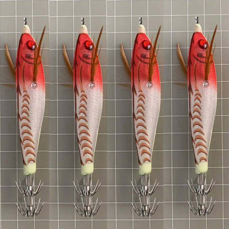 20Pcs Fake Shrimp Fishing Lure 10CM 10G Squid Jig Wood Bait Artificial Lure jigging Lure Octopus Bait Fishing Wobbler