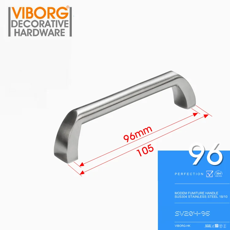 (4 Pieces) VIBORG 96mm 304 Stainless Steel Casting Modern Kitchen Cabinet Cupboard Door Handle Pulls Drawer Pull Handles,SV204