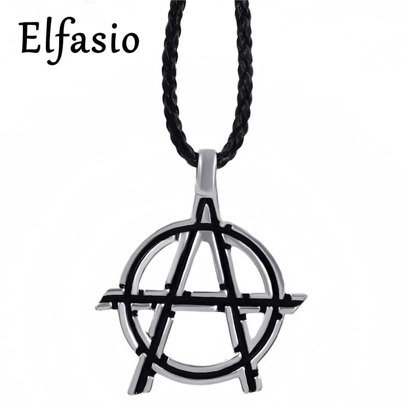 

Anarchy Symbol Pendant Necklace for Men Boy Women Black Pendant with Leather Necklace Jewelry LP216