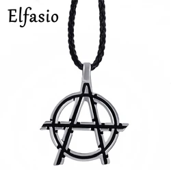 Anarchy Symbol Pendant Necklace for Men Boy Women Black Pendant with Leather Necklace Jewelry LP216