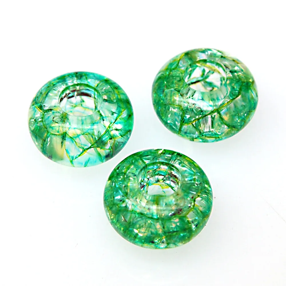 Miasol Transparent Crackled Large Hole Beads Acrylic European Beads Fits Diy Interchangeable Charm Bracelets Making