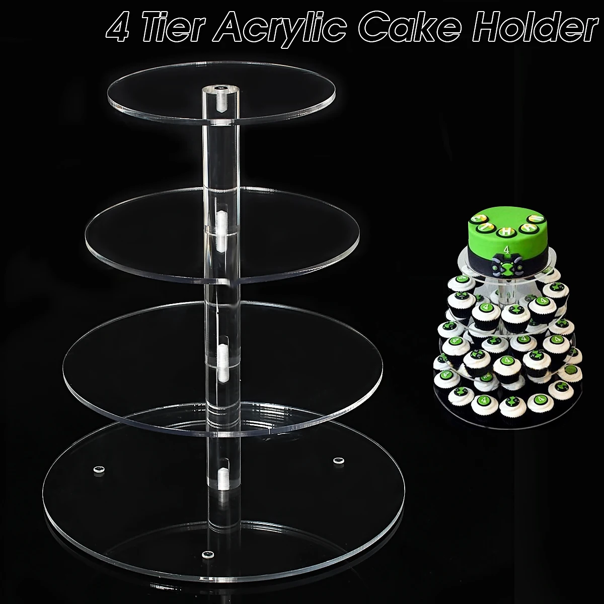 

4 Tier Cupcake Cake Stand Hot Brand New Assemble and Disassemble Round Acrylic For Birthday Wedding Party Cake Shop Home