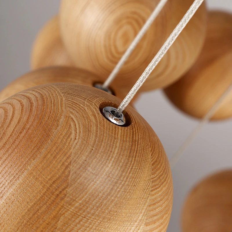 Natural Source Pendant Lights Nordic American Hanglamp Log Restaurant Bar Round Ball LED Solid Wood Luminaire Suspendu