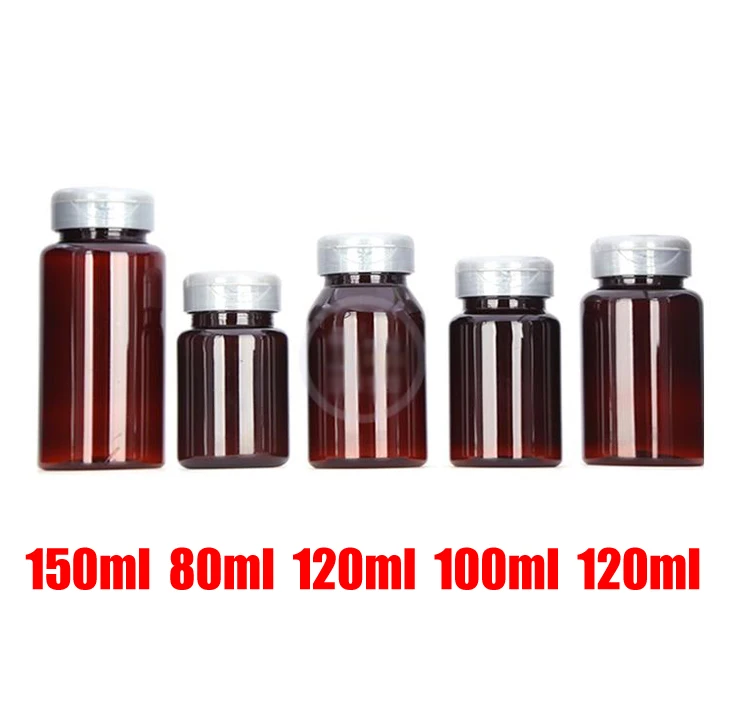 

100pcs Amber Color PET Medicine Bottles,Capsules/Pills/Powder/Vitamin Plastic Bottles -- Golden Flip Cap 80ml/100ml/120ml/150ml