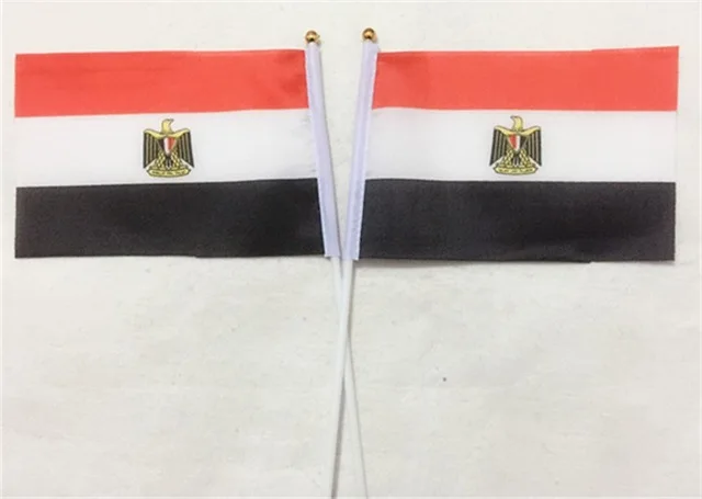 

Hot Sale 50 pcs/lot Small Egypt flag 14*21CM Egypt Flag the hand national flag with Pole Handing flag