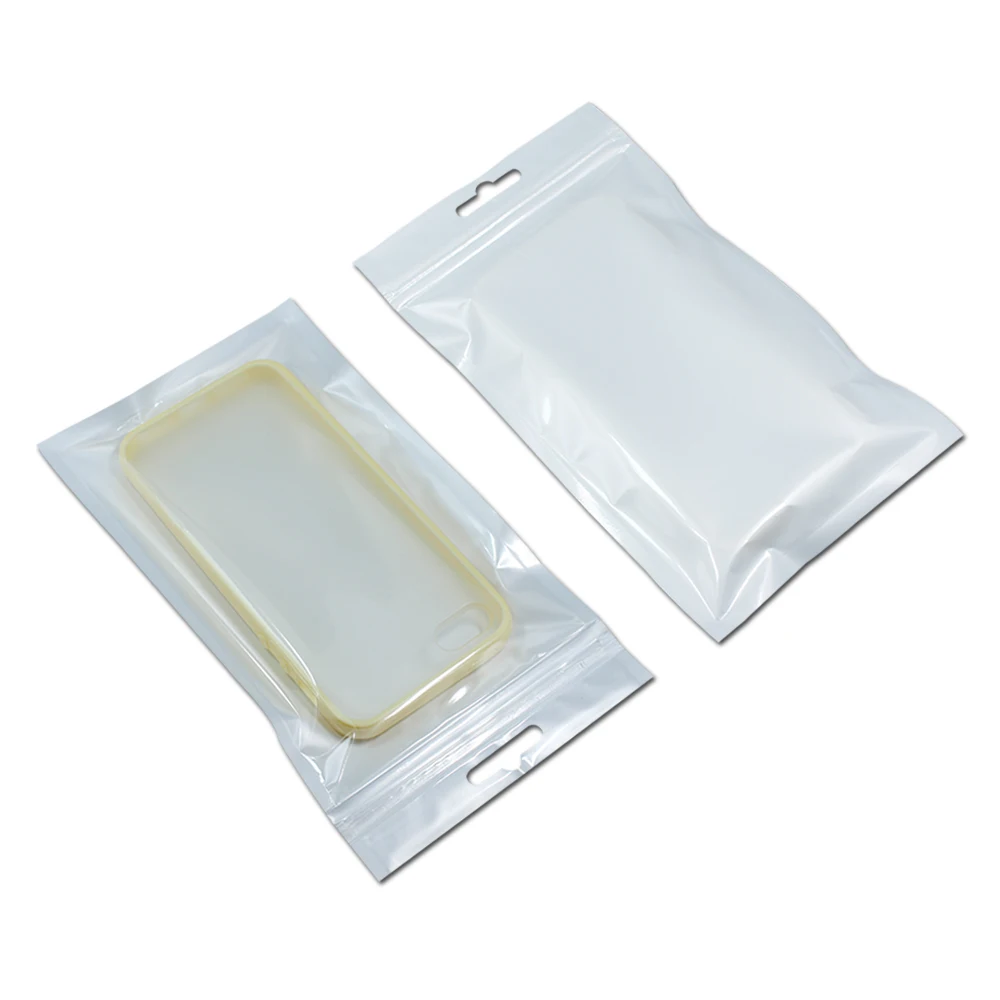 

700Pcs 10*18cm White/Clear Valve Zipper Plastic Retail Package Poly Bag Ziplock Bag Retail Storage Package With Hang Hole