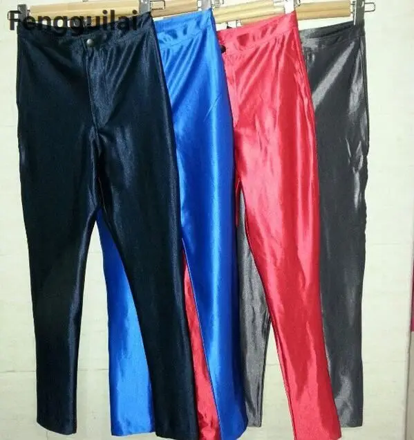 American Style Pencil Pants Shiny Disco Pants High Waist Women \'S Trousers Leggings Pants