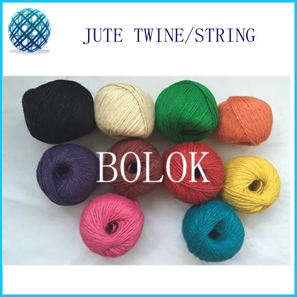 50pcs Solid Colors Bakers juteTwine Natural Fiber Jute 10 Colors of Yellow, Navy Blue, Hot Pink, Lime Green Red