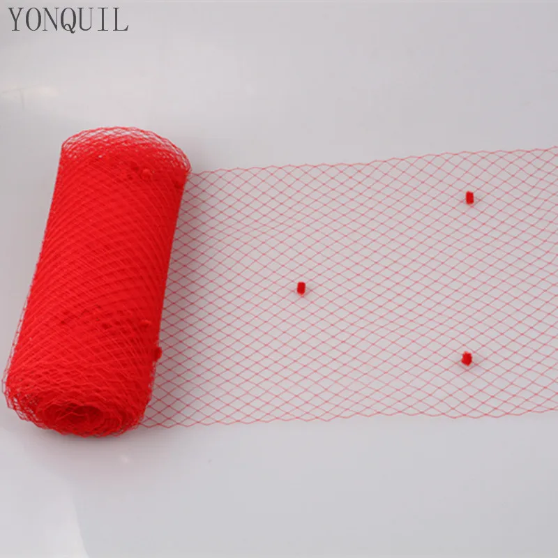 

Red 5 Yards Per Lot Birdcage Veil With Dot 45CM Width Russian Veiling Netting Wedding Dot Veils For Fascintor Accessories LDV020