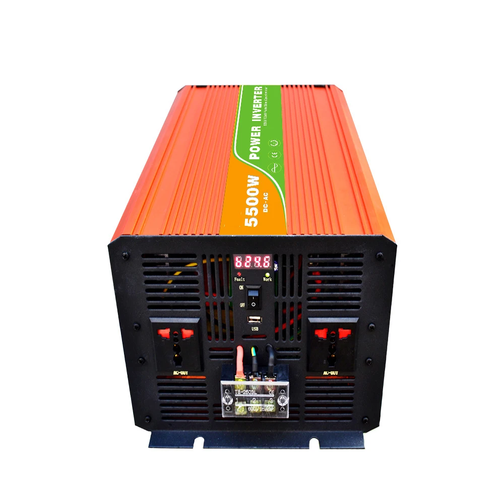 Digital 48VDC 5500W Off Grid Inverter to 100-240VAC Ouput, Peak Power 11000W Pure Sine Wave Power Solar/car Inverter With 5V USB