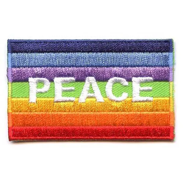 

Peace Embroidery Emblem Made by Twill with Heat Cut Broder and Iron On Backing Accept Custom MOQ50pcs Free Shipping