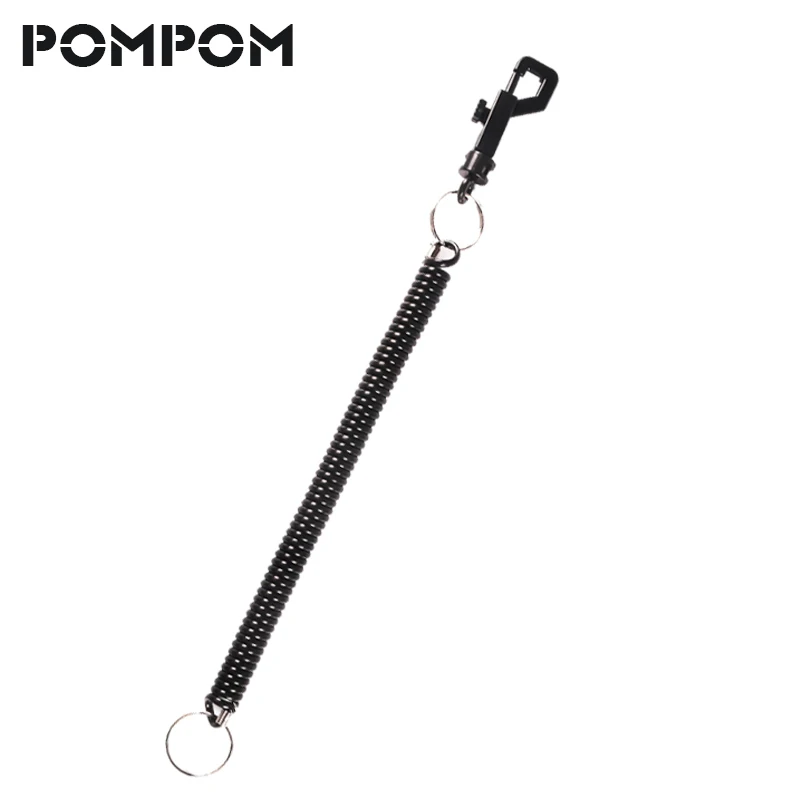 Black Flexible Theftproof Coil Cord Stretch Tether Spring Keychain for Fishing and Boating Secure fishing Key koord sleutel