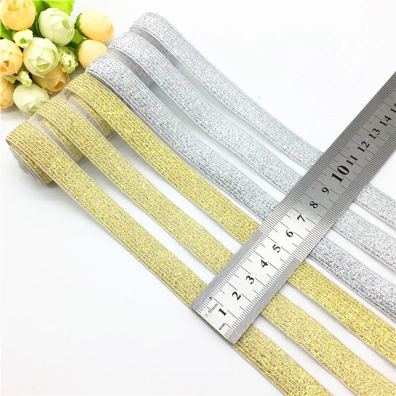 50mm 90mm Silver Gold Elastic Bands Glitter Mesh Soft Elastic Band DIY Crafts Sewing Hand Made Garment Dress Accessory 1meter