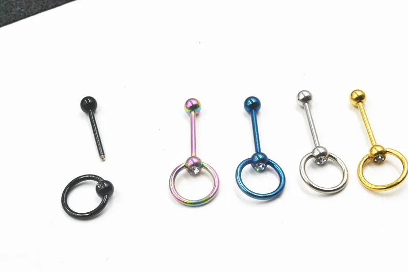 

Free shippment LOT50pcs Body Jewelry-Surgical Steel Tongue Ring Barbells 14G~1.6MM Nipple Ear Gems Bar Body piercing Jewelry