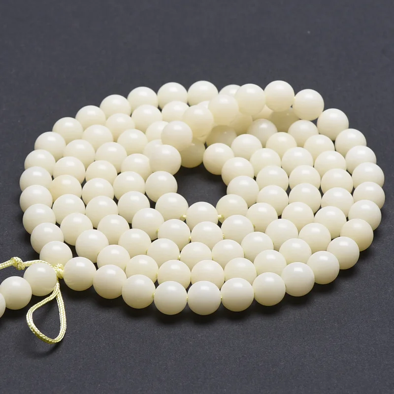 Natural 114PCS White Talipot Palm Bodhi Round Beads 8mm 9mm 10mm Good For Making Mala Bracelets Necklace TSB0206