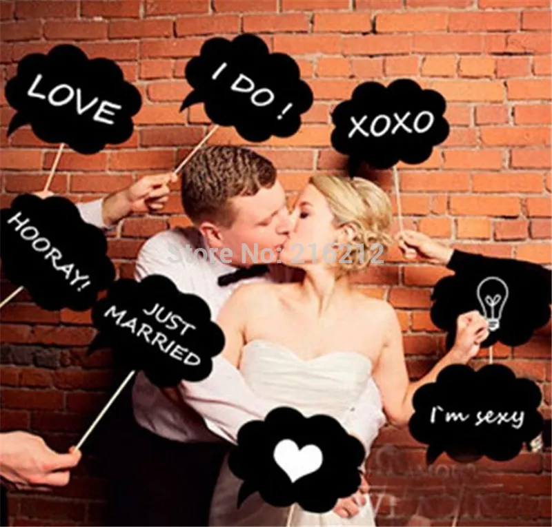 Fashion Hot 10Pcs Photo Booth Prop DIY Bubble Speech Chalk Board Wedding Party Photo booth