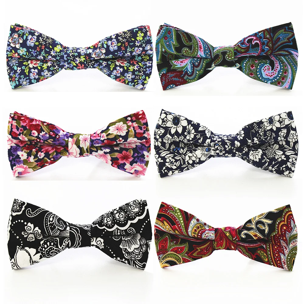 

RBOCOTT Fashion Bow Tie Mens Cotton Bowtie For Men Wedding Business Party Accessories Green Black Purple Floral Paisley Bow Ties