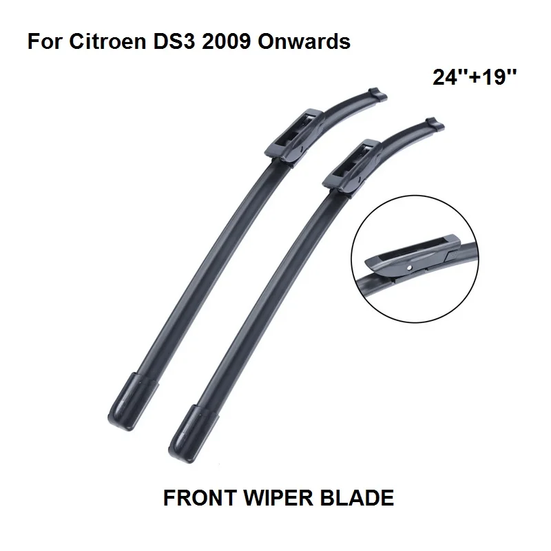 Wiper Blade For Citroen DS3 24''+19'' 2 Pieces Windscreen 2009 Onwards Natural Rubber Car Accessories