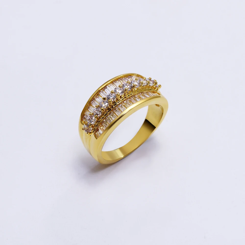 

Final Stock Clearance – Gold Color Pave Cubic Zirconia Crystal Ring, Shiny Daily Jewelry for Women