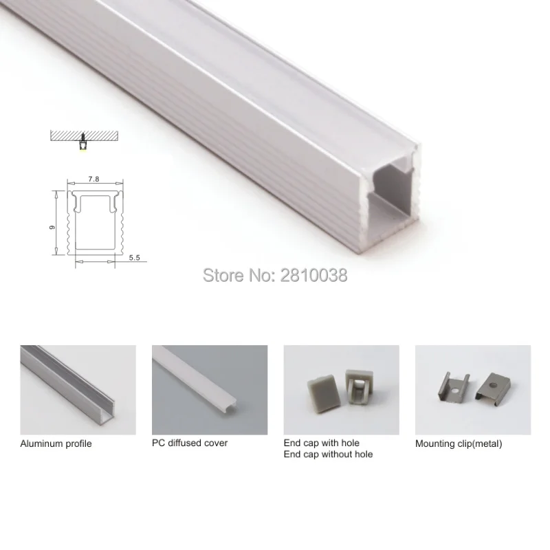 10X 1M Sets/Lot Super slim led profile light and 8mm wide U aluminium led profile for wall or floor lighting