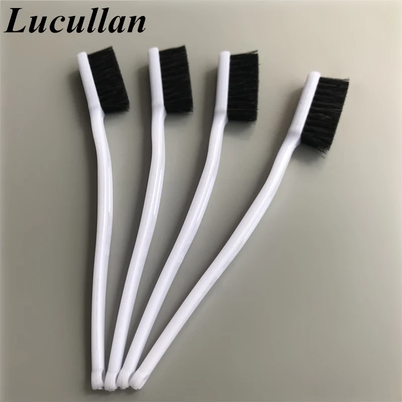 Lucullan 4 Pack Mini Portable Boar\'s Hair Bristles Brush Car Instrument Panel Seams,Wheels, Grill, Emblem/Badge Mouldings Brush