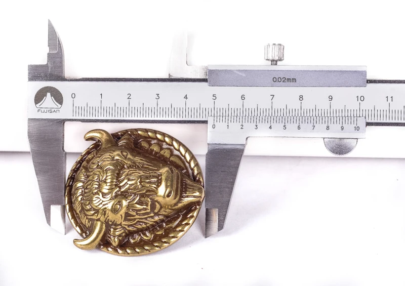2 Stück 48*50MM Retro Messing Schwerer Büffelkopf Bison-Kopf Lederhandwerk Western Sattelgürtel Conchos mit Schraubbefestigung – Detail 8