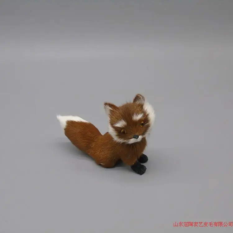 Simulation Brown Fox Model Funny Gift - Polyethylene & Furs Construction Approximately 12cmx5cmx9cm