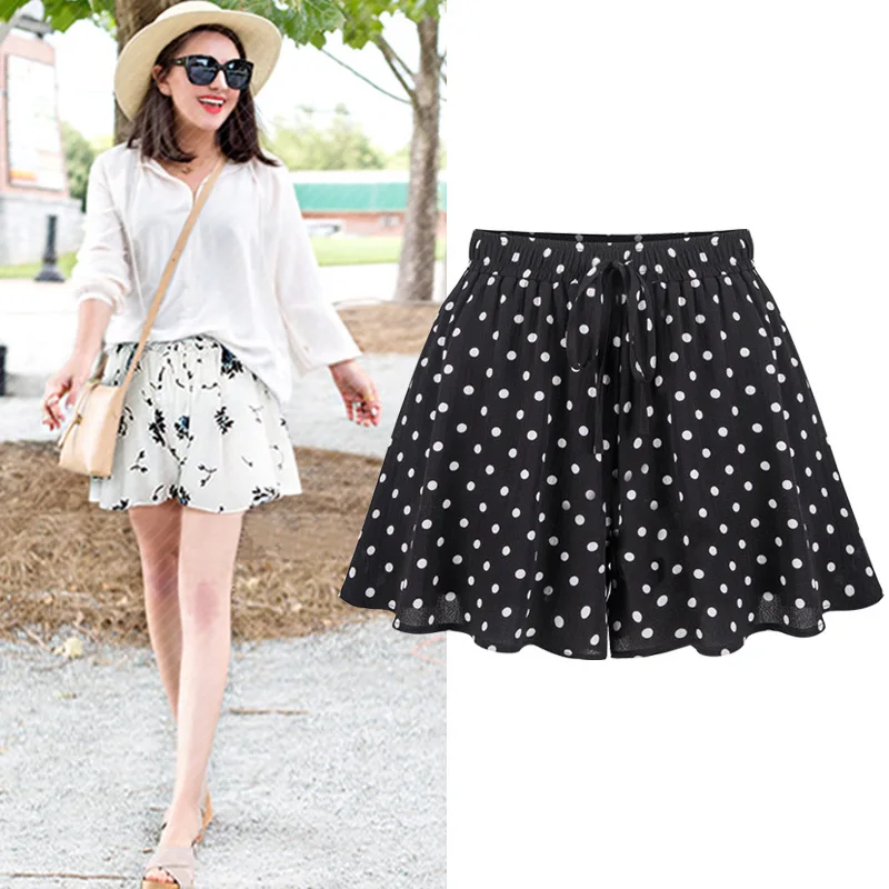 Wide Leg Shorts Female Chiffon Large Size Casual Loose High waist Short pants Women Summer Plus Size M-6XL