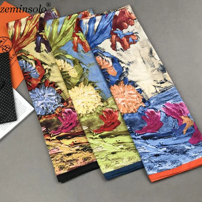 New Women Square Silk Scarf Luxury Designer Brand Ladies Scarves For Women Female Bandana High Quality Shawls Stoles Girl Gifts