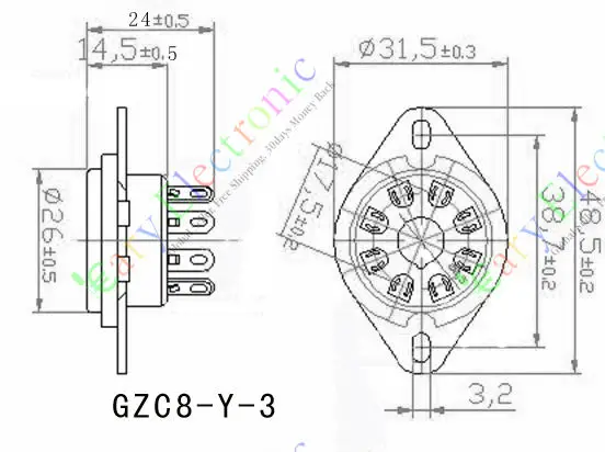 Prise de tube à vide en céramique dorée à 8 broches, 8 pièces, base de valve en or à montage supérieur Fr EL34 6L6, vente en gros et au détail, livraison gratuite