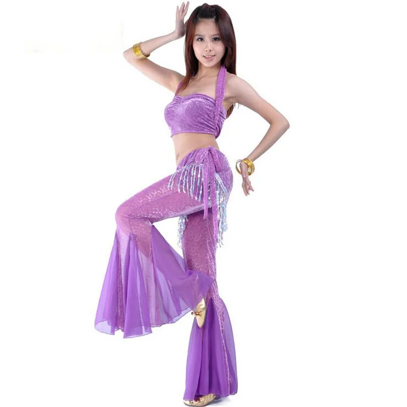 Original Belly dance costumes sexy gauze sleeves top+gauze pants for women belly dance costume set 10 colors