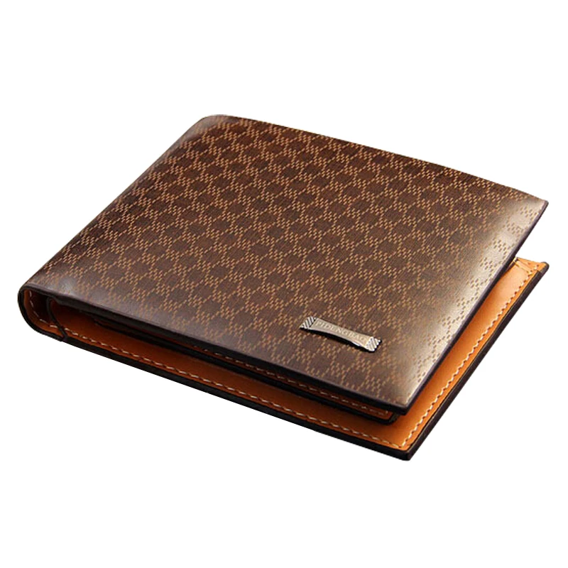 New Fashion Short Designer Plaid Pattern Men's Leather Wallets Man Purse Credit Card Holder For Male