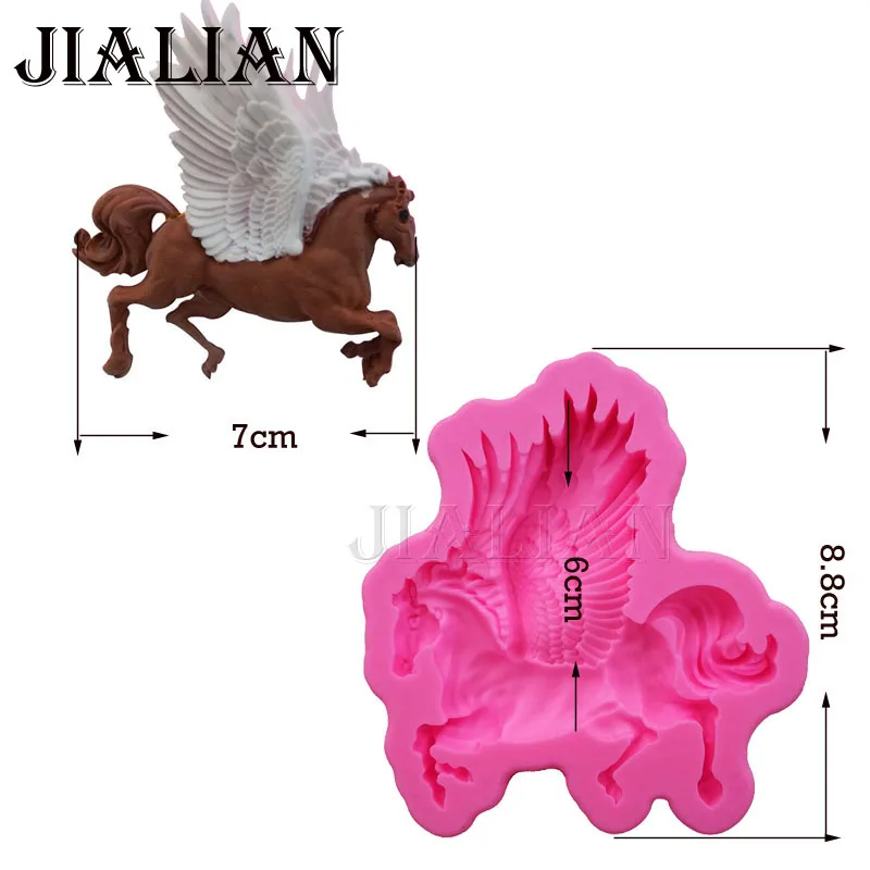 Hot Silicone Fondant Mold 3D Horse Cake decorating tools Chocolate Baking Moulds Pegasus soap Cake Mold T0682