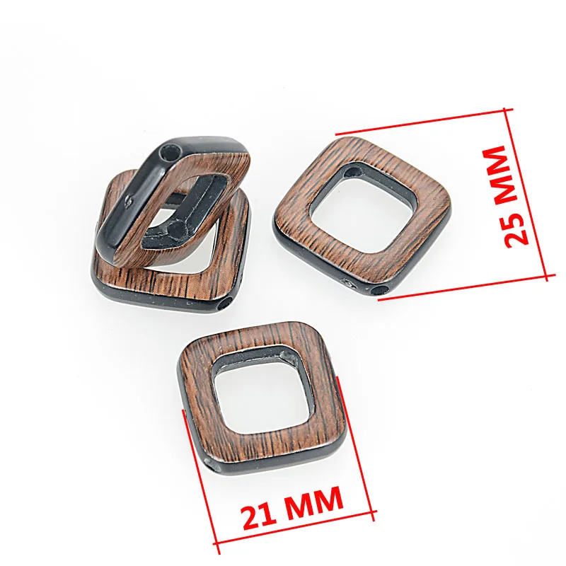 Miasol 20pcs 21MM Painted Acrylic Beads Brown Imitation Wood Square Spacer Charm Beads For DIY Necklace Jewelry Making